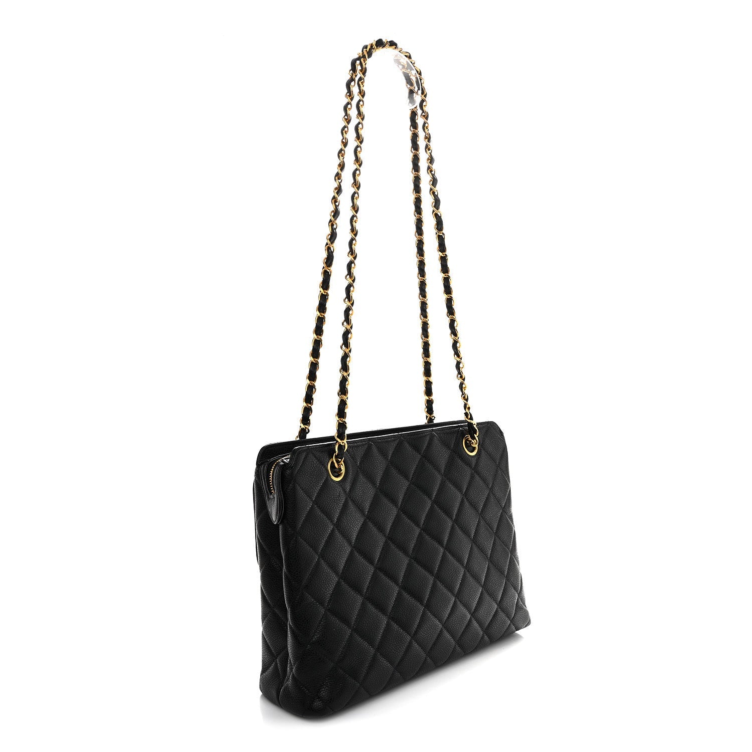 Caviar Quilted Flap Shoulder Bag Black