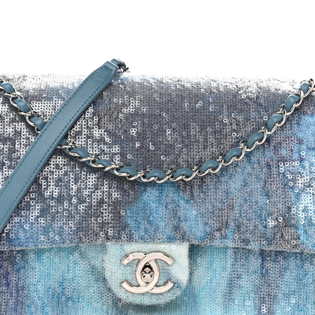 Sequin Large Waterfall Flap Light Blue