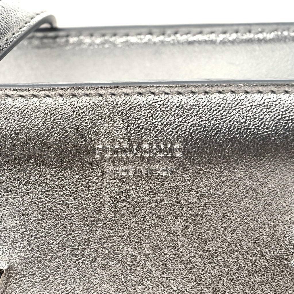 Metallic Lambskin Mini Hug Crossbody Bag Argento