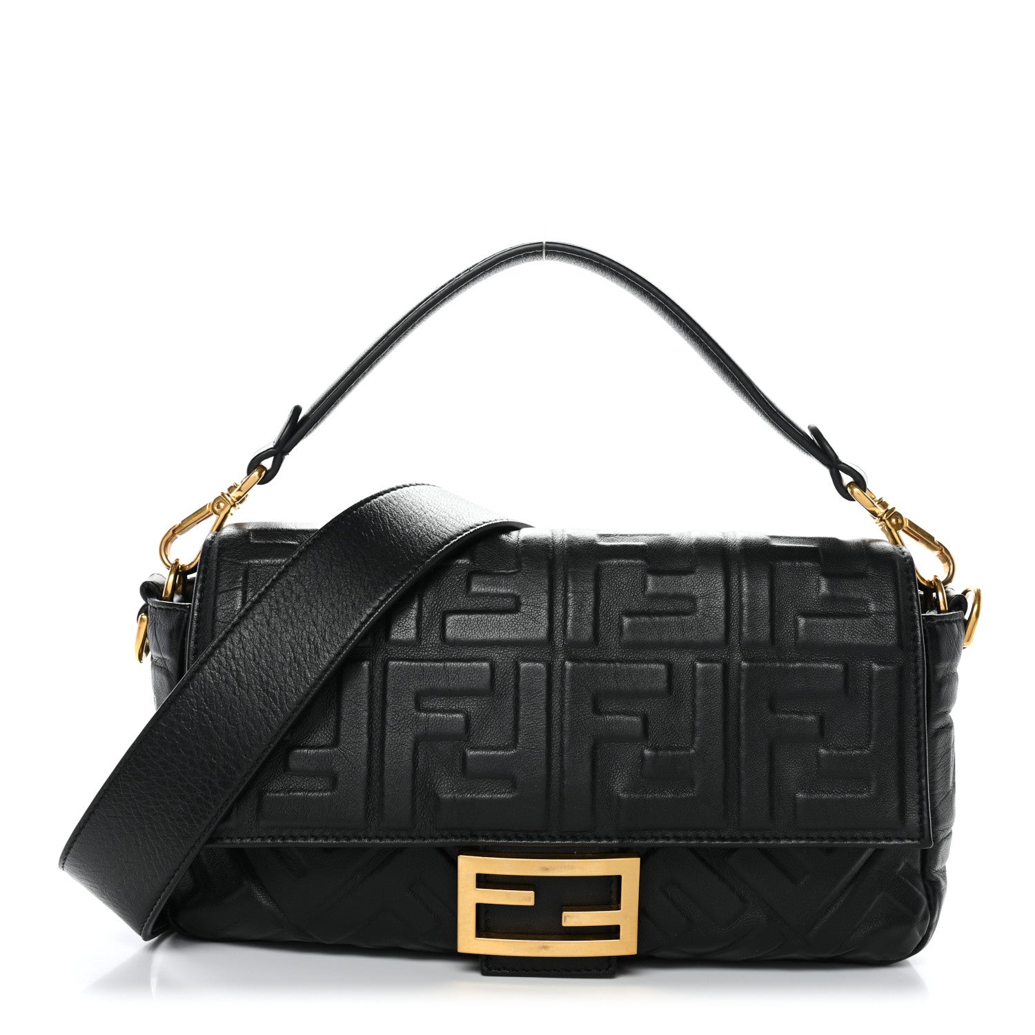 Nappa FF 1974 Embossed Baguette Black