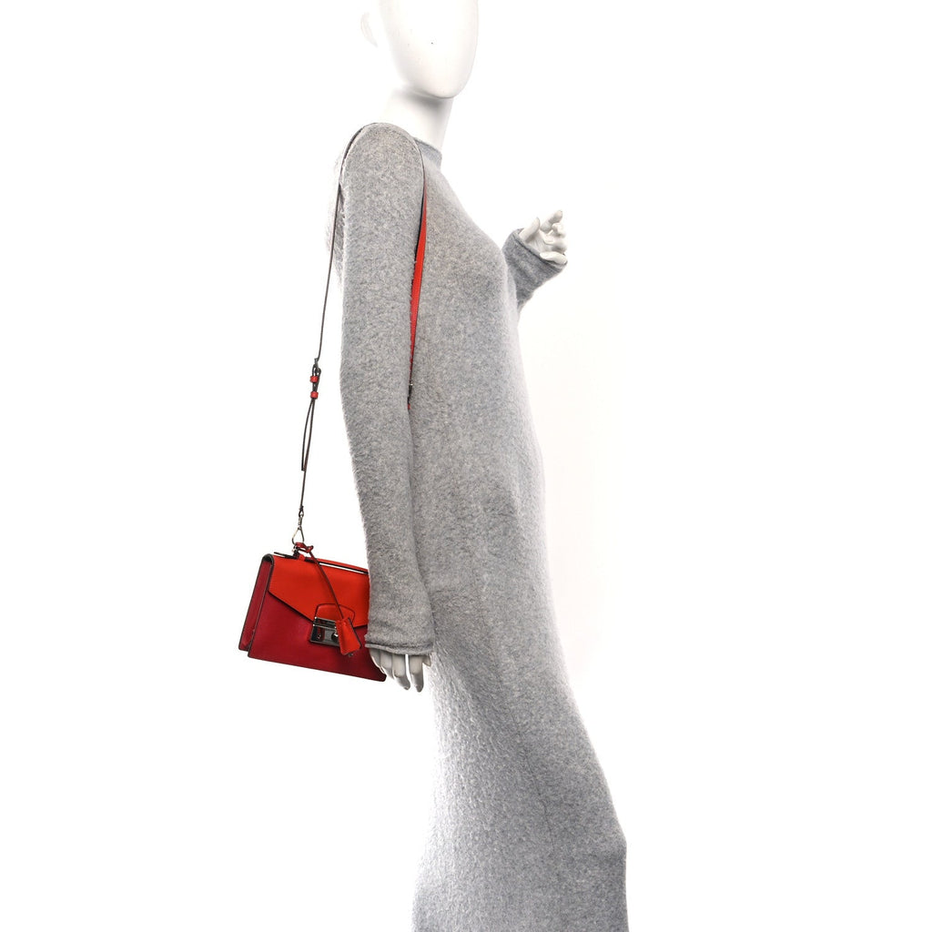 Saffiano Lux Sound Shoulder Bag Fuoco Lacca