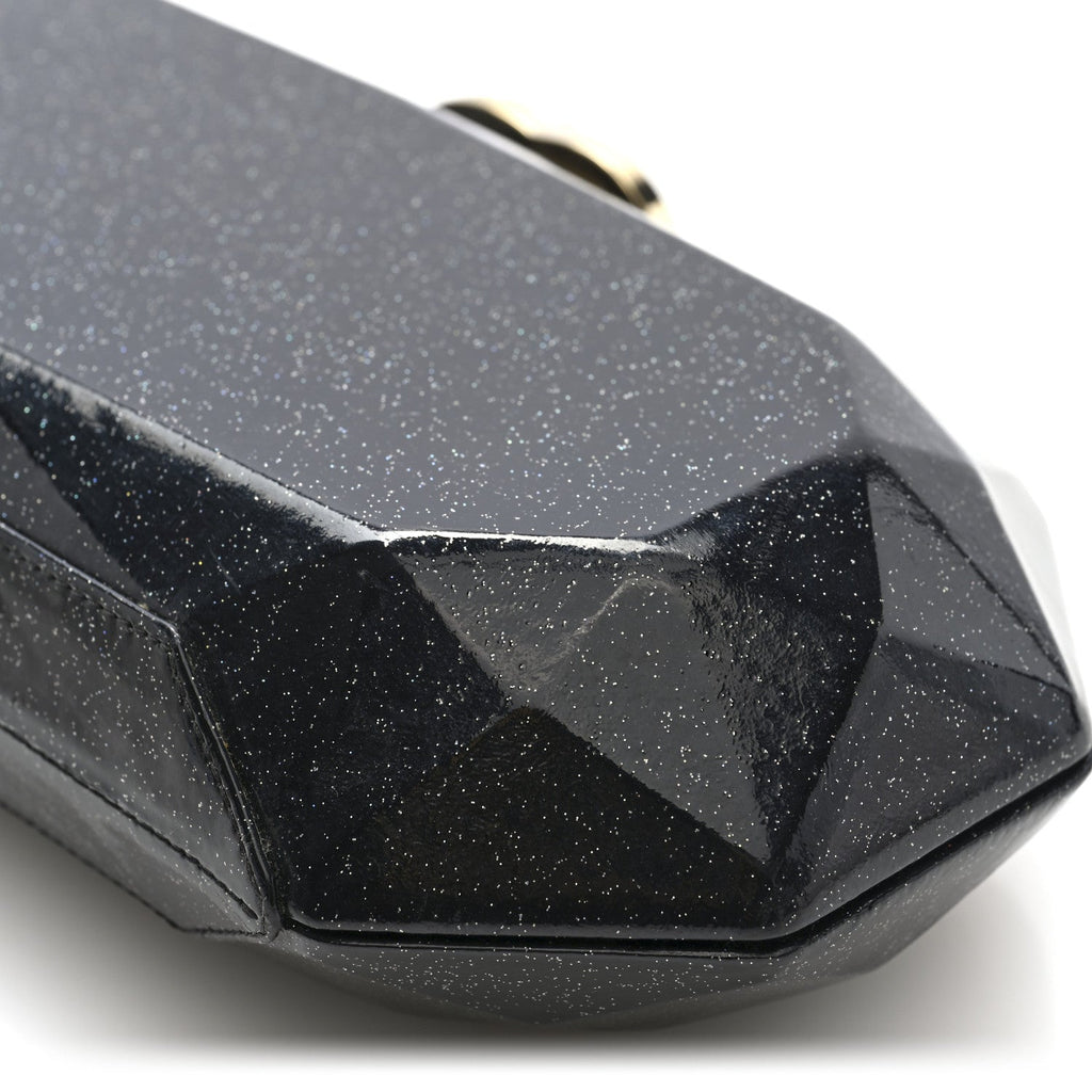 Glitter Vinyl Crystal Clutch Black
