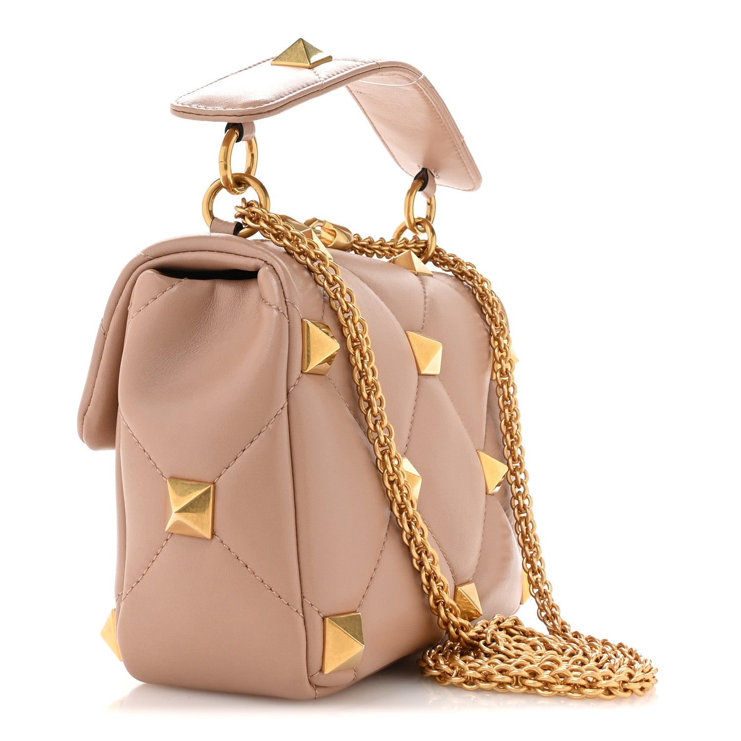 Nappa Medium Roman Stud Shoulder Bag Rose Cannelle