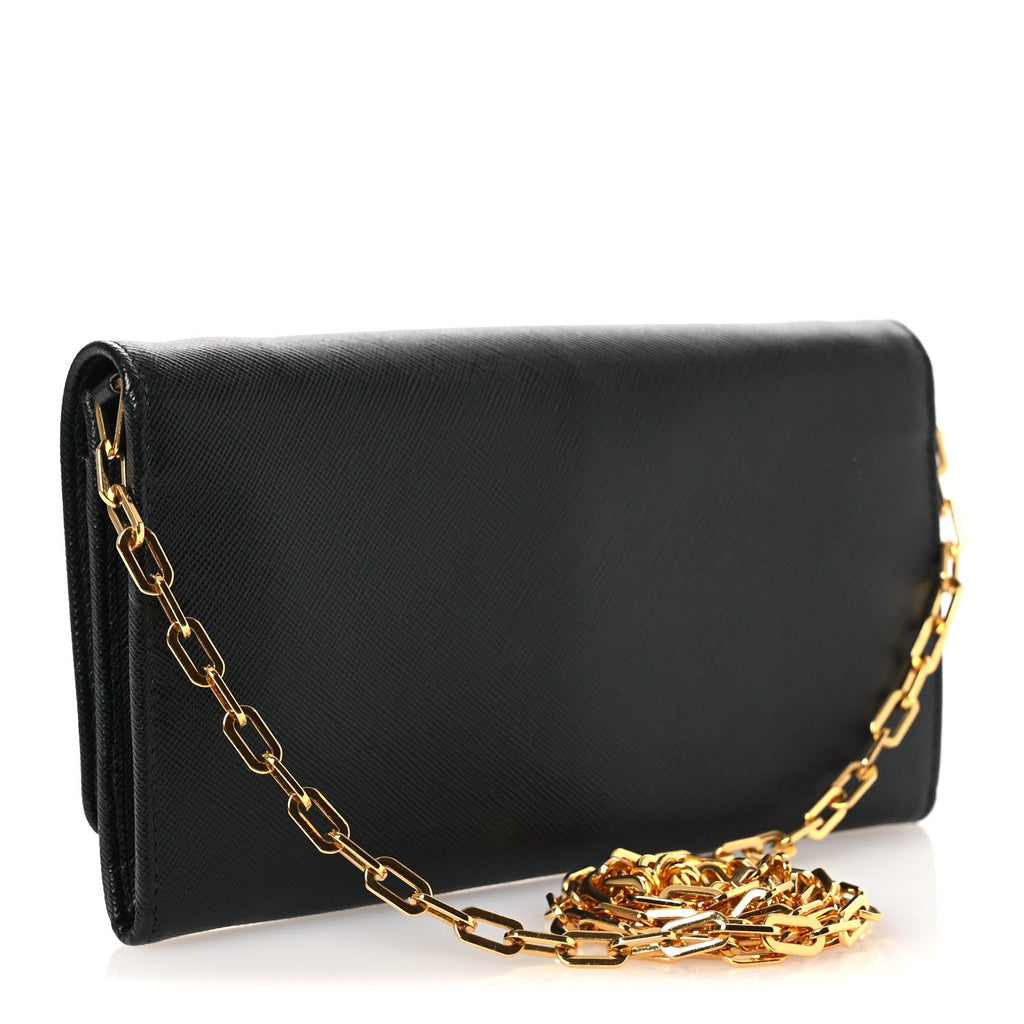 Saffiano Metal Large Chain Wallet Black