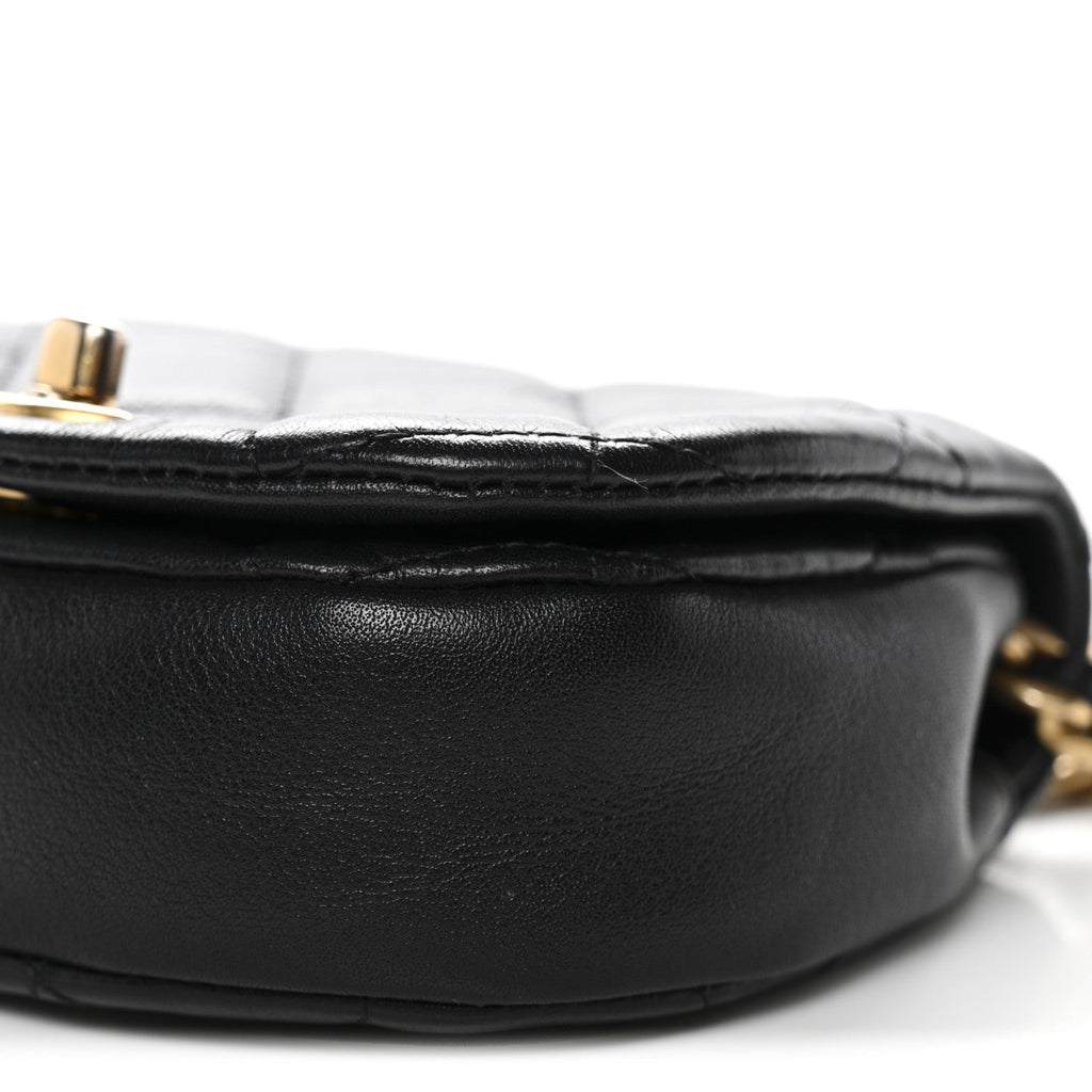 Calfskin Quilted Mini Coco Mail Clutch With Chain Black