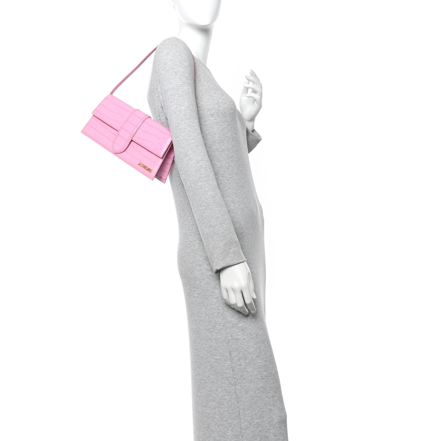 Calfskin Crocodile Embossed Le Bambino Long Pink
