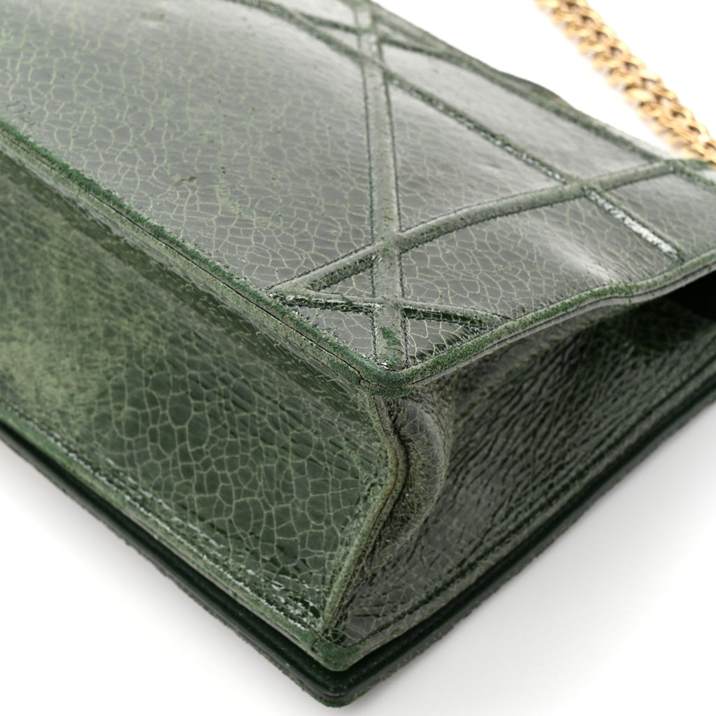 Ceramic Effect Deerskin Large Diorama Flap Bag Malachite Green