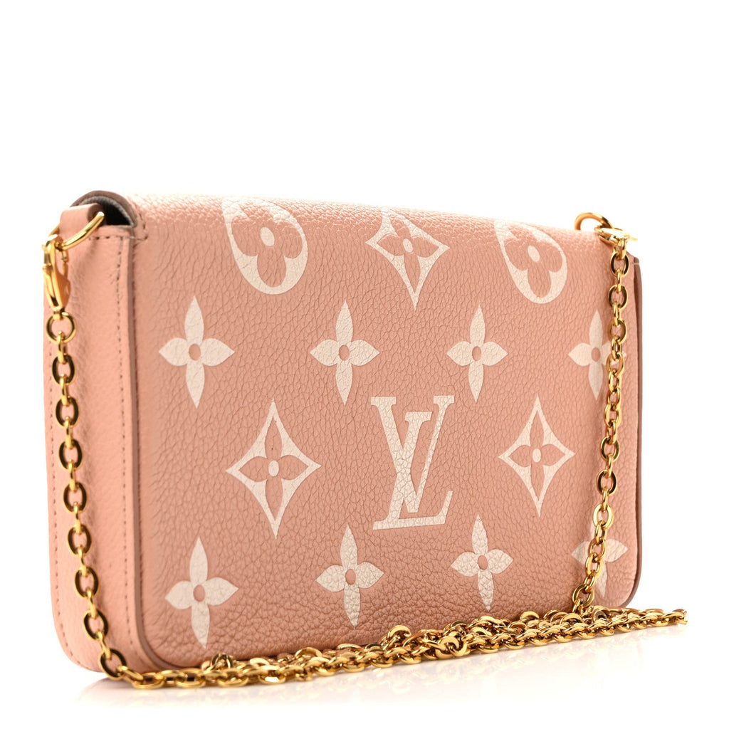Empreinte Monogram Giant Felicie Pochette Chain Wallet Rose Trianon Creme