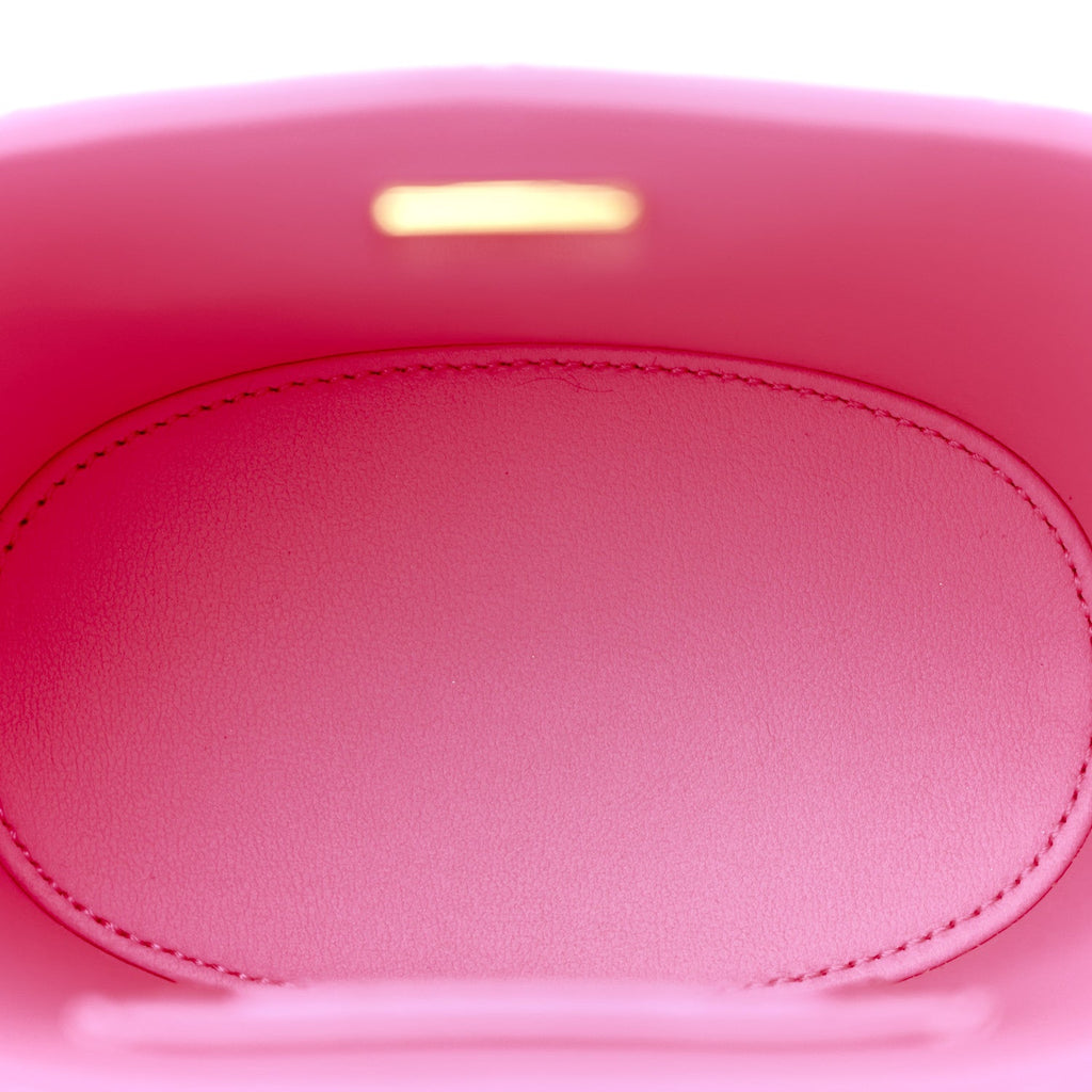 Patent Quilted CC Vani-Tea Case With Chain Neon Pink