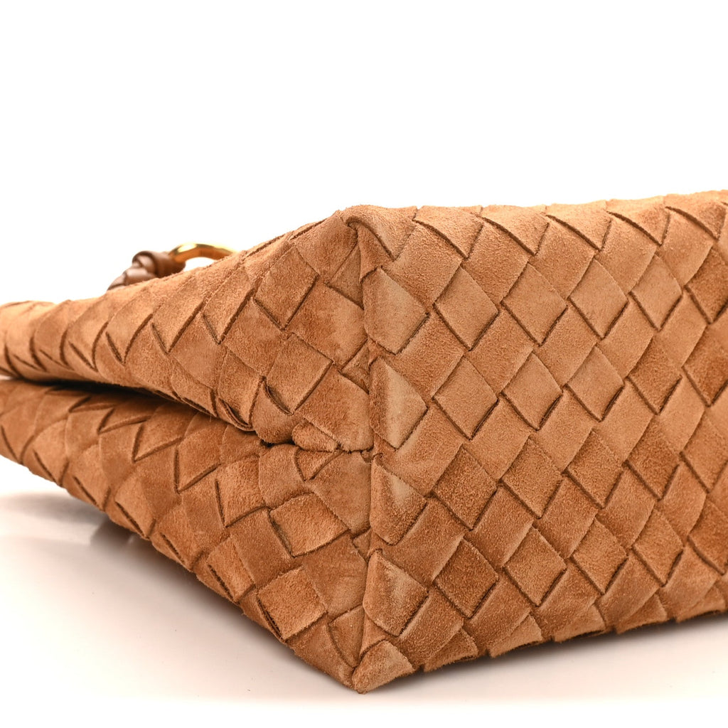 Suede Intrecciato Small Andiamo Shoulder Bag Amber