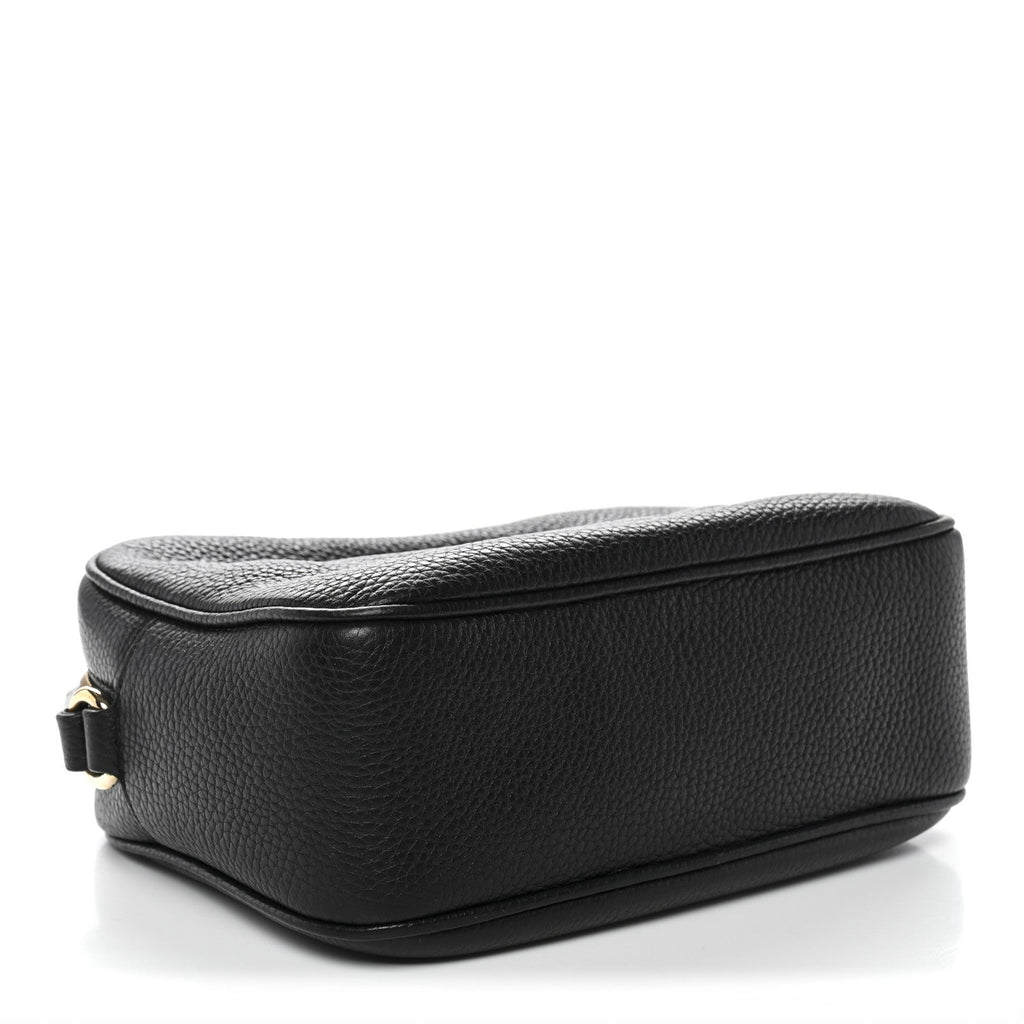 Pebbled Calfskin Small Soho Disco Bag Black