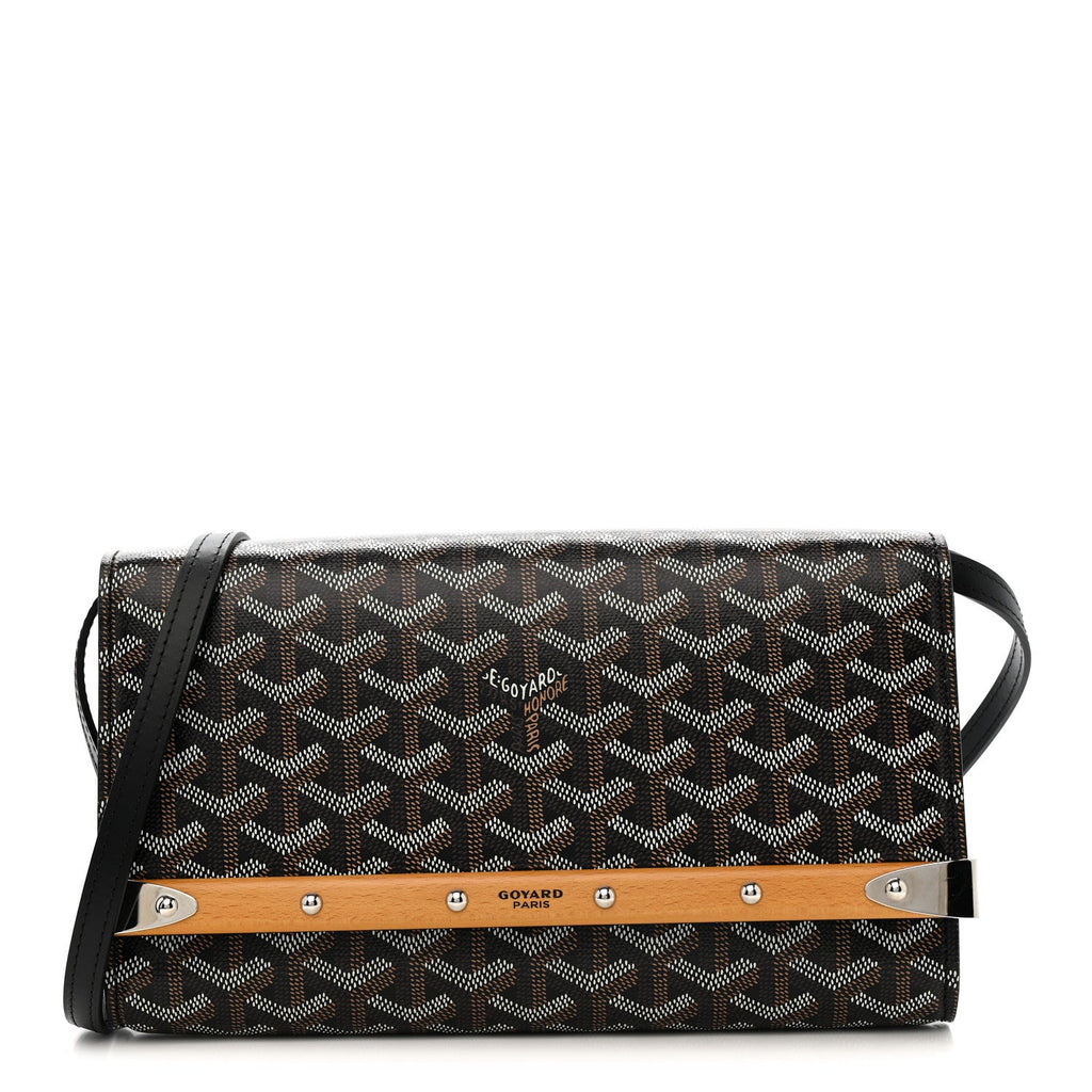 Goyardine Monte Carlo Bois Clutch With Strap Black