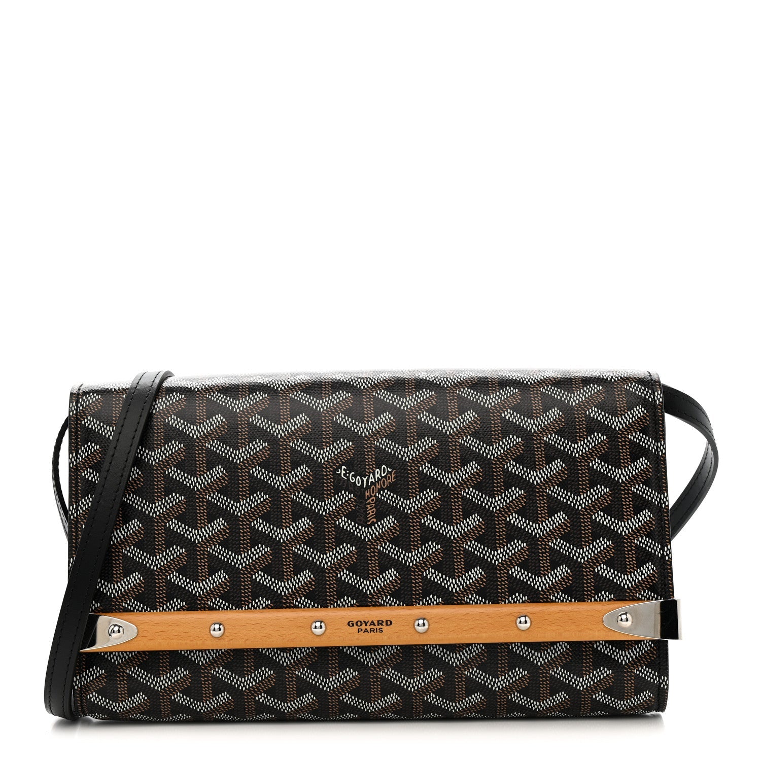 Goyardine Monte Carlo Bois Clutch With Strap Black