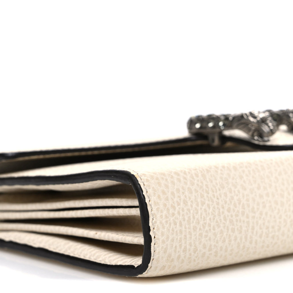 Dollar Calfskin Mini Dionysus Chain Wallet Mystic White