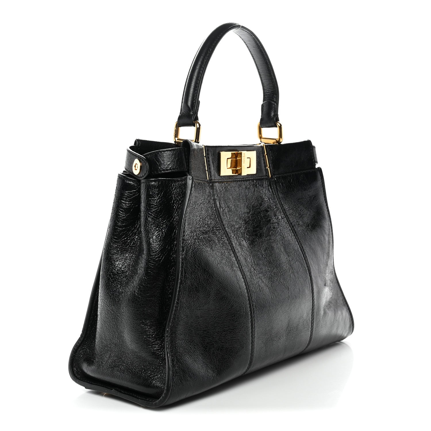 Agnello Old Shine Medium Peekaboo Iconic Satchel Black