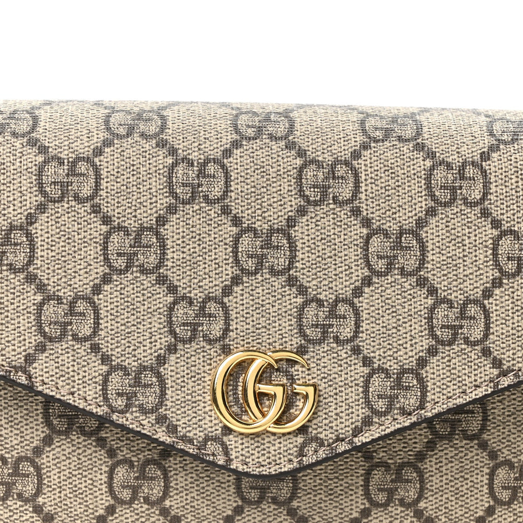 GG Supreme Monogram Textured Dollar Calfskin Web Mini Ophidia Envelope Shoulder Bag Beige Ebony New Acero