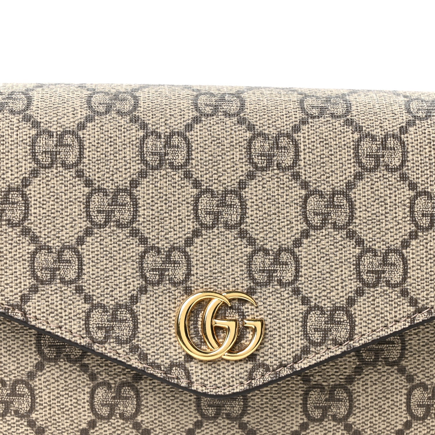 GG Supreme Monogram Textured Dollar Calfskin Web Mini Ophidia Envelope Shoulder Bag Beige Ebony New Acero