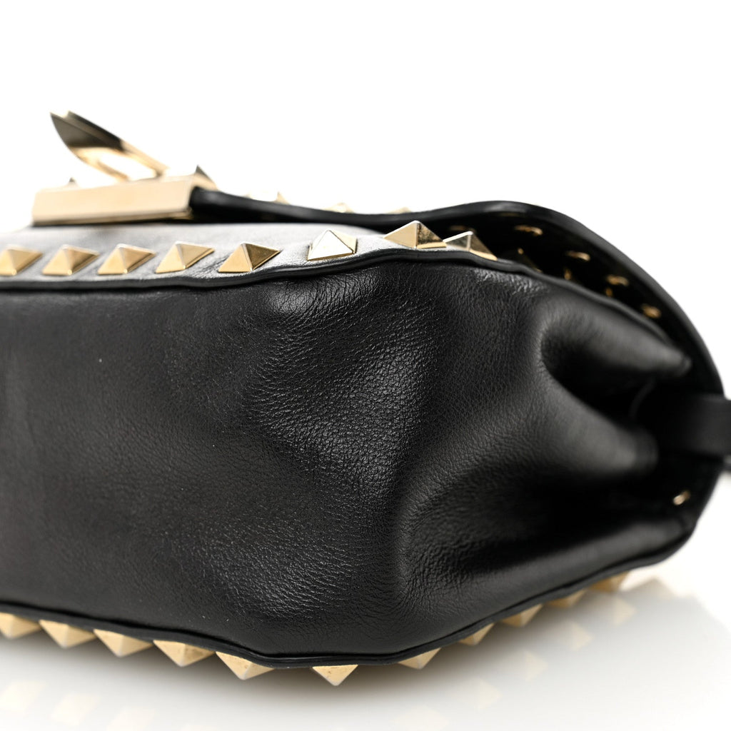 Vitello Mini Rockstud Flap Saddle Crossbody Bag Black