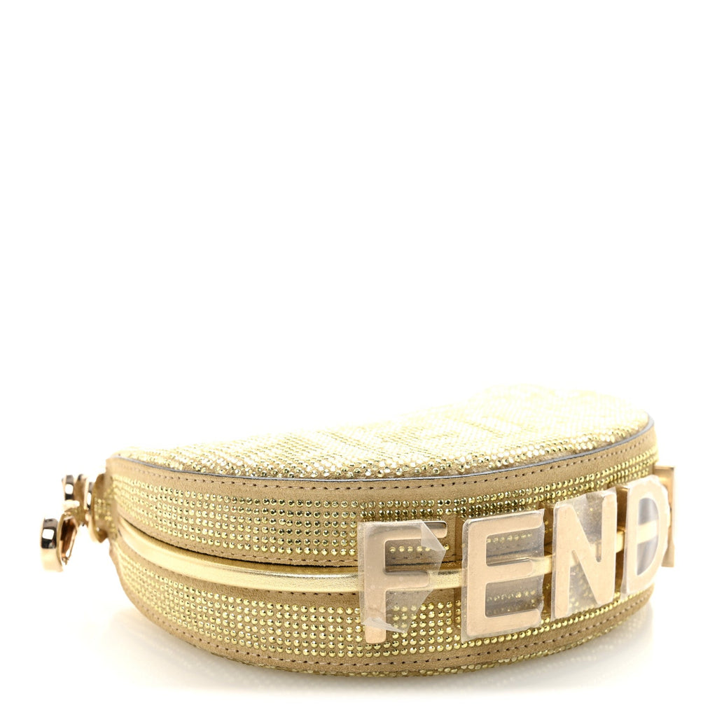 Crystal Vitello Laminato Suede FF Nano Fendigraphy Hobo Charm Platino