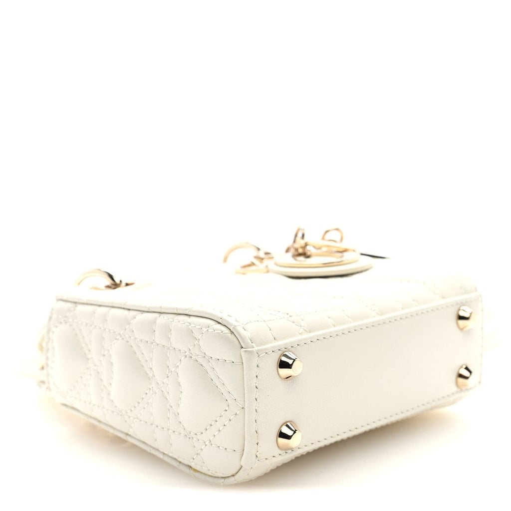 Calfskin Cannage Dioramour Micro Lady Dior Dior White