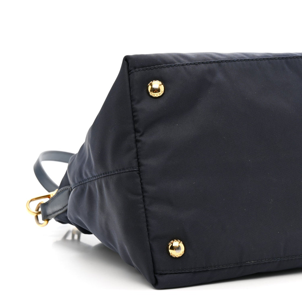 Tessuto Nylon Saffiano Shopping Tote Navy