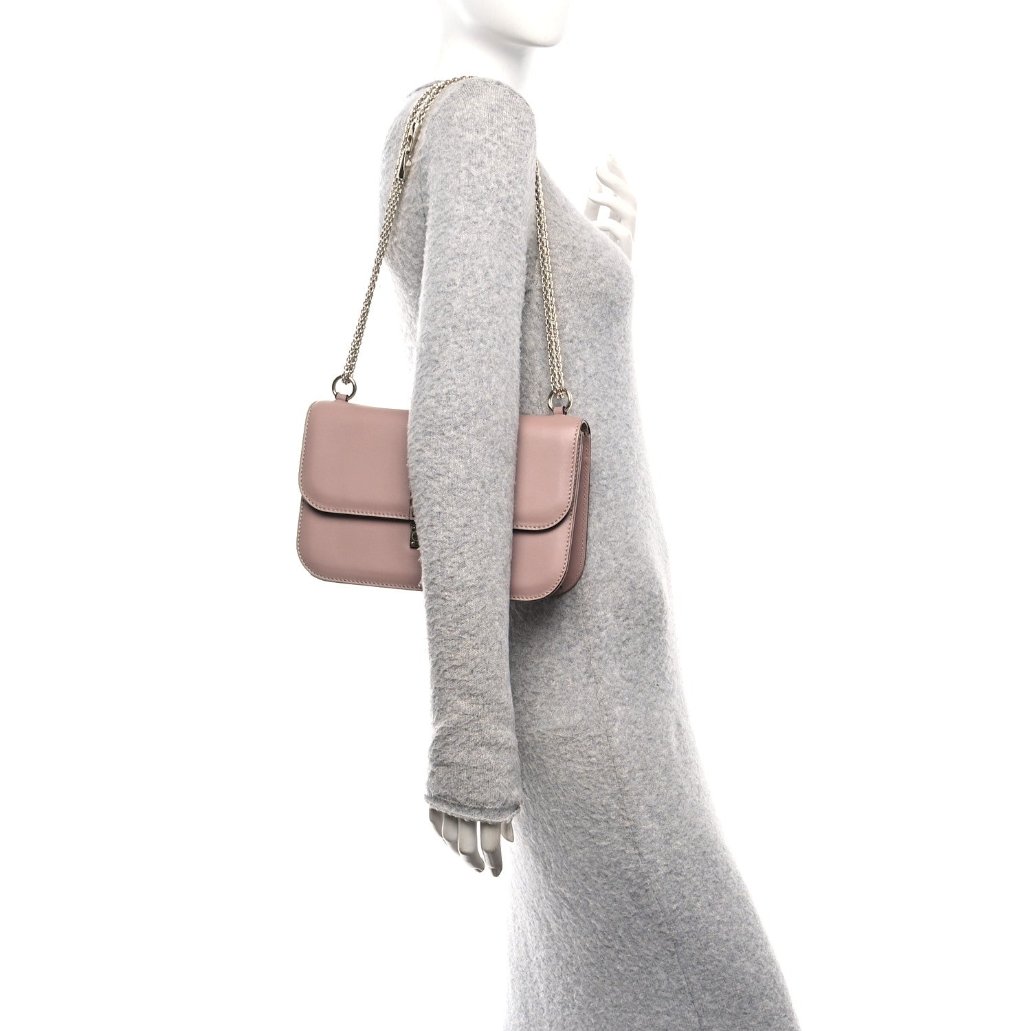 Vitello Medium Glam Lock Rockstud Flap Poudre