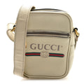 Grained Calfskin Mini Logo Messenger Bag White