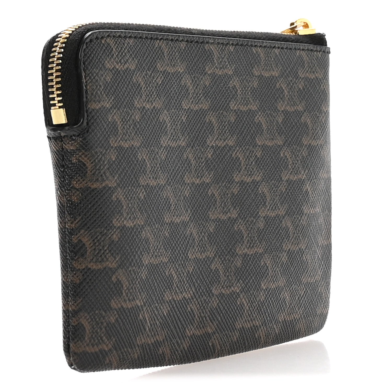 Triomphe Canvas Logo Coin and  Pouch With Hook Black