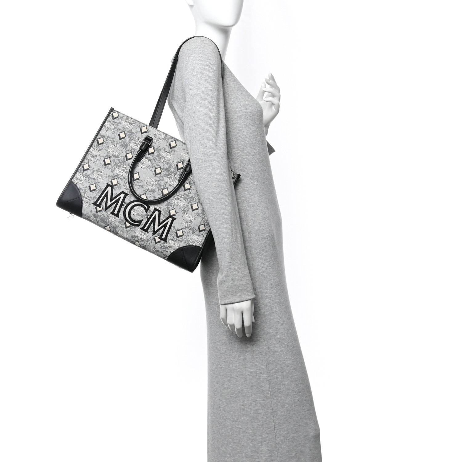 Nappa Jacquard Monogram Large Tote Grey