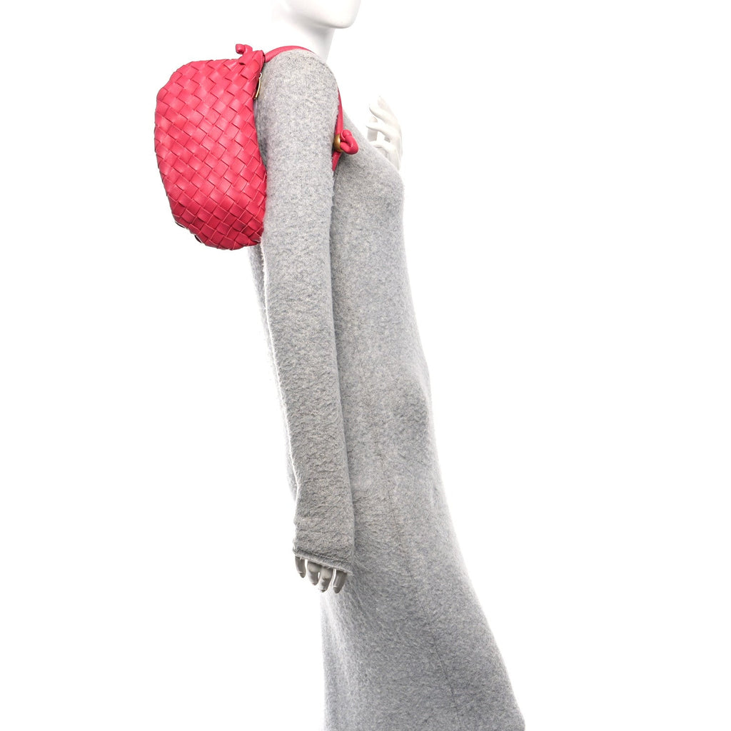 Nappa Intrecciato Small Turn Pouch Cranberry