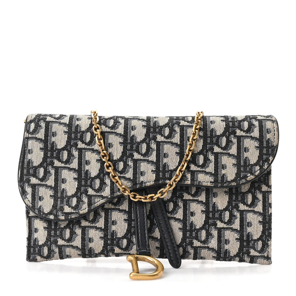 Oblique Saddle Chain Long Wallet Blue