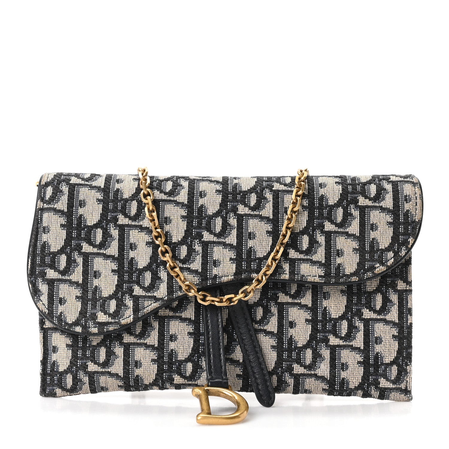 Oblique Saddle Chain Long Wallet Blue