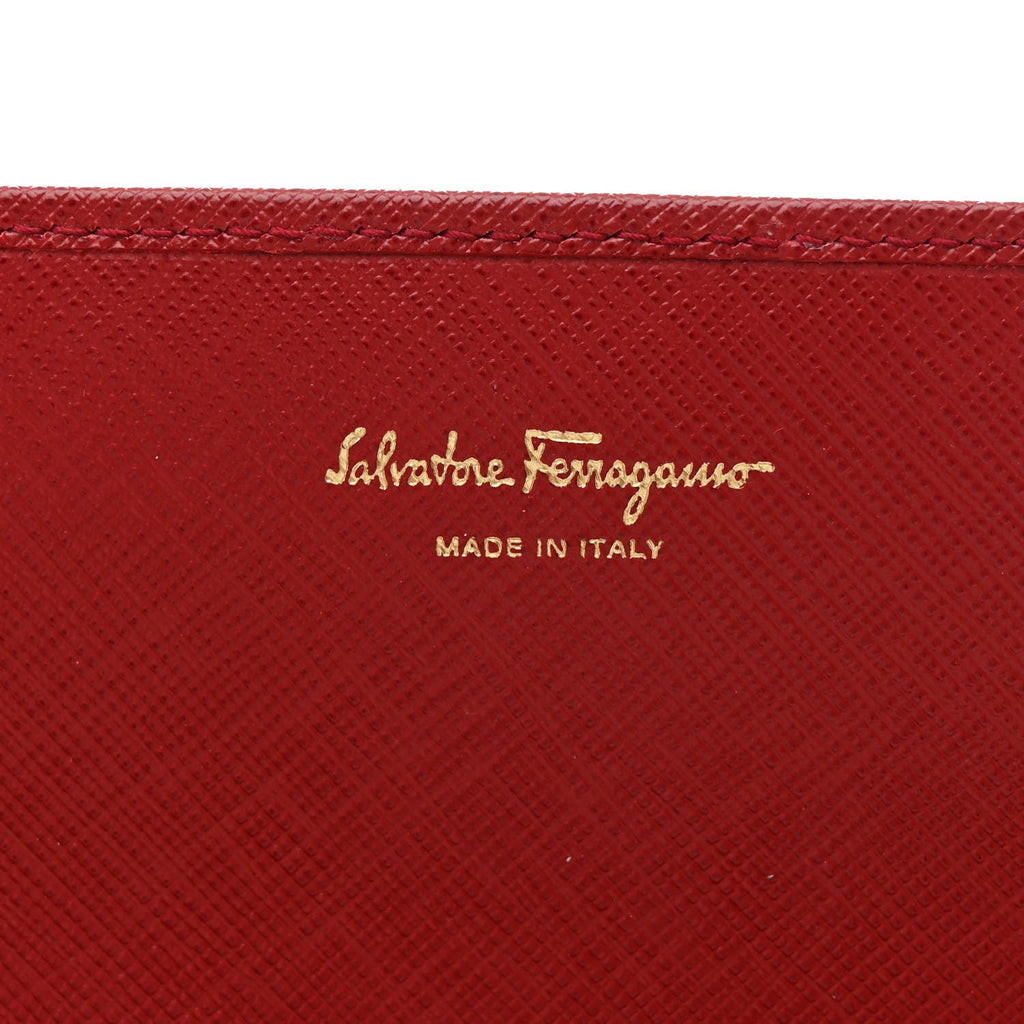 Printed Calfskin Gancini Wallet On Chain Red
