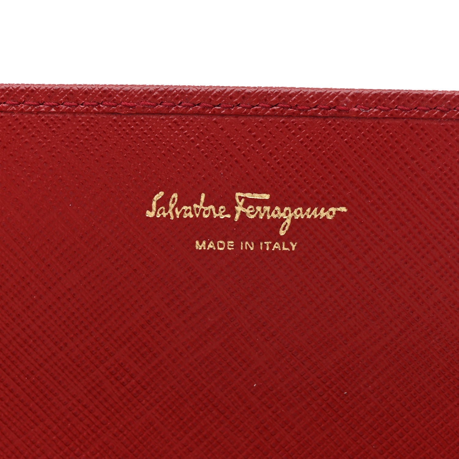 Printed Calfskin Gancini Wallet On Chain Red