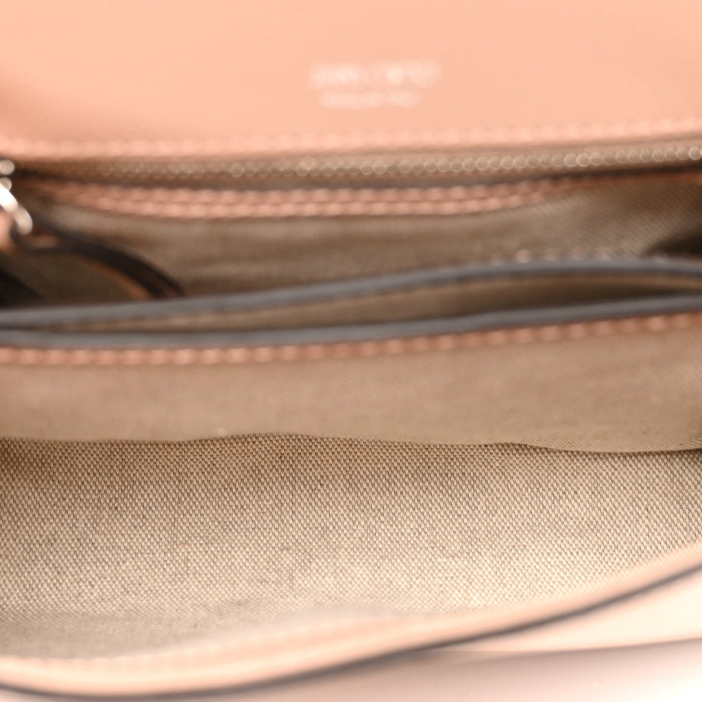Calfskin Crystal Small Cheri Top Handle Bag  Powder Pink