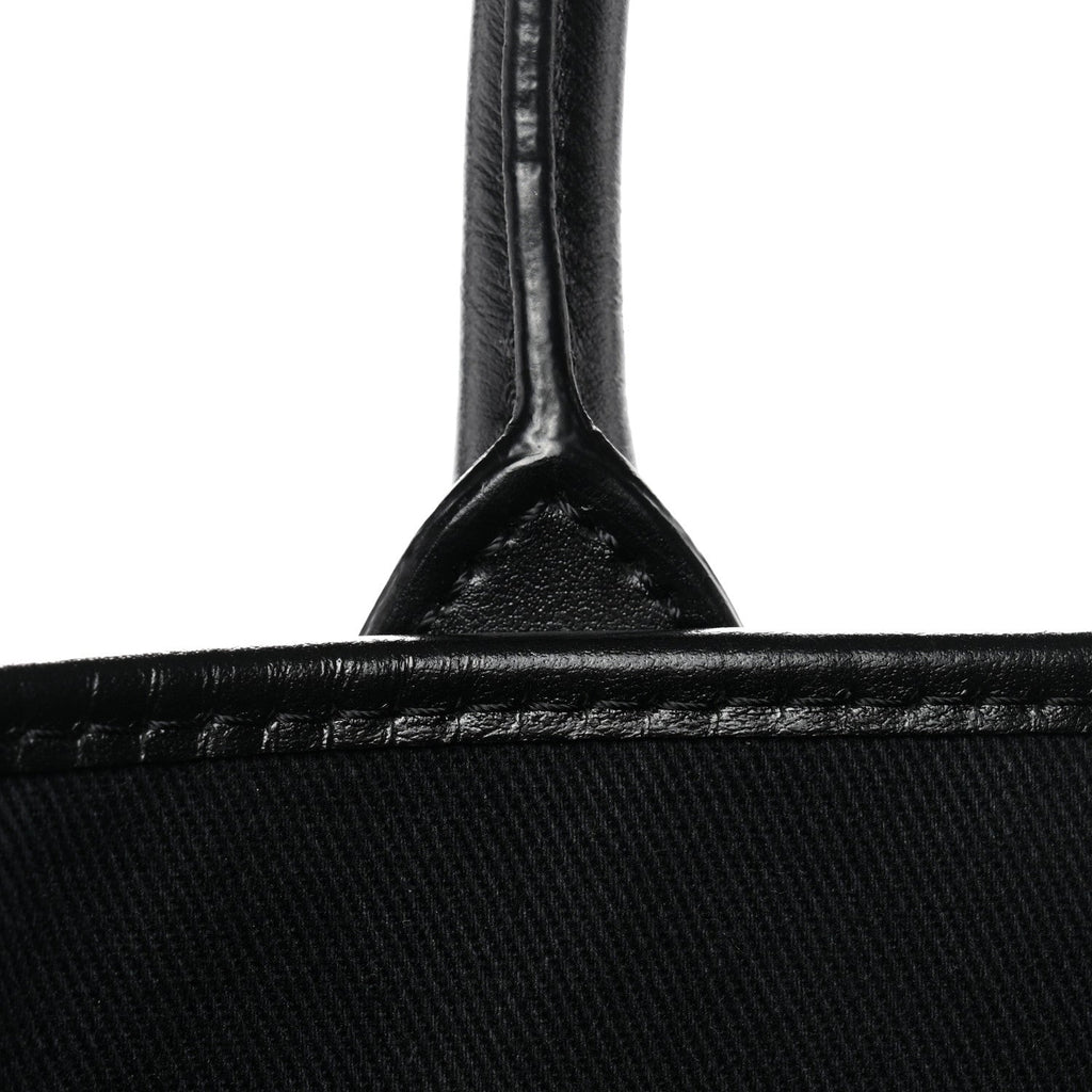 Coated Canvas Calfskin La Greca Signature Tote Bag Black Khaki