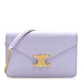 Shiny Calfskin Triomphe Margo Wallet on Chain Light Lavender