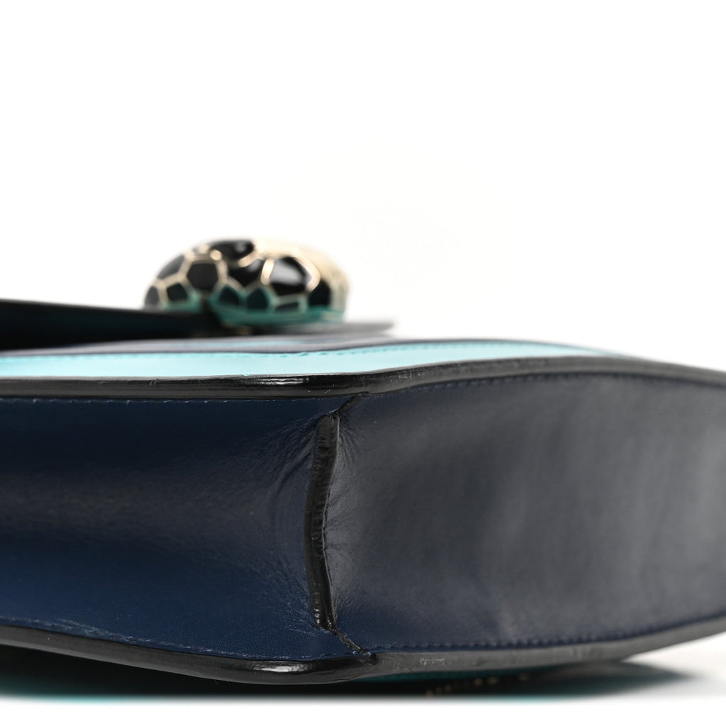 Calfskin Serpenti Forever Snake Strap Crossbody Bag Aquarelle Turquoise
