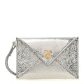 Metallic Lambskin  Holder Bag Charm Silvery
