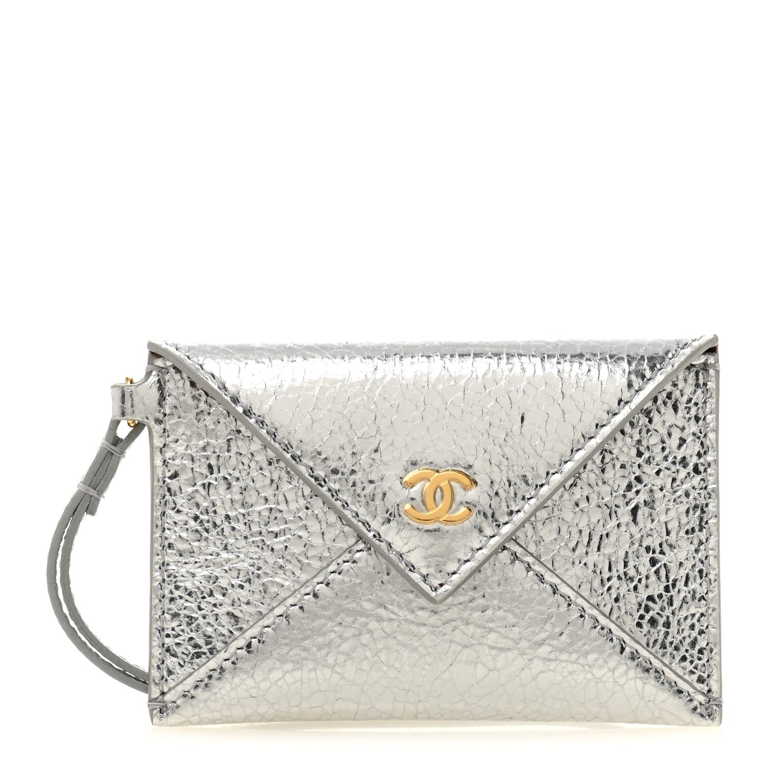 Metallic Lambskin  Holder Bag Charm Silvery