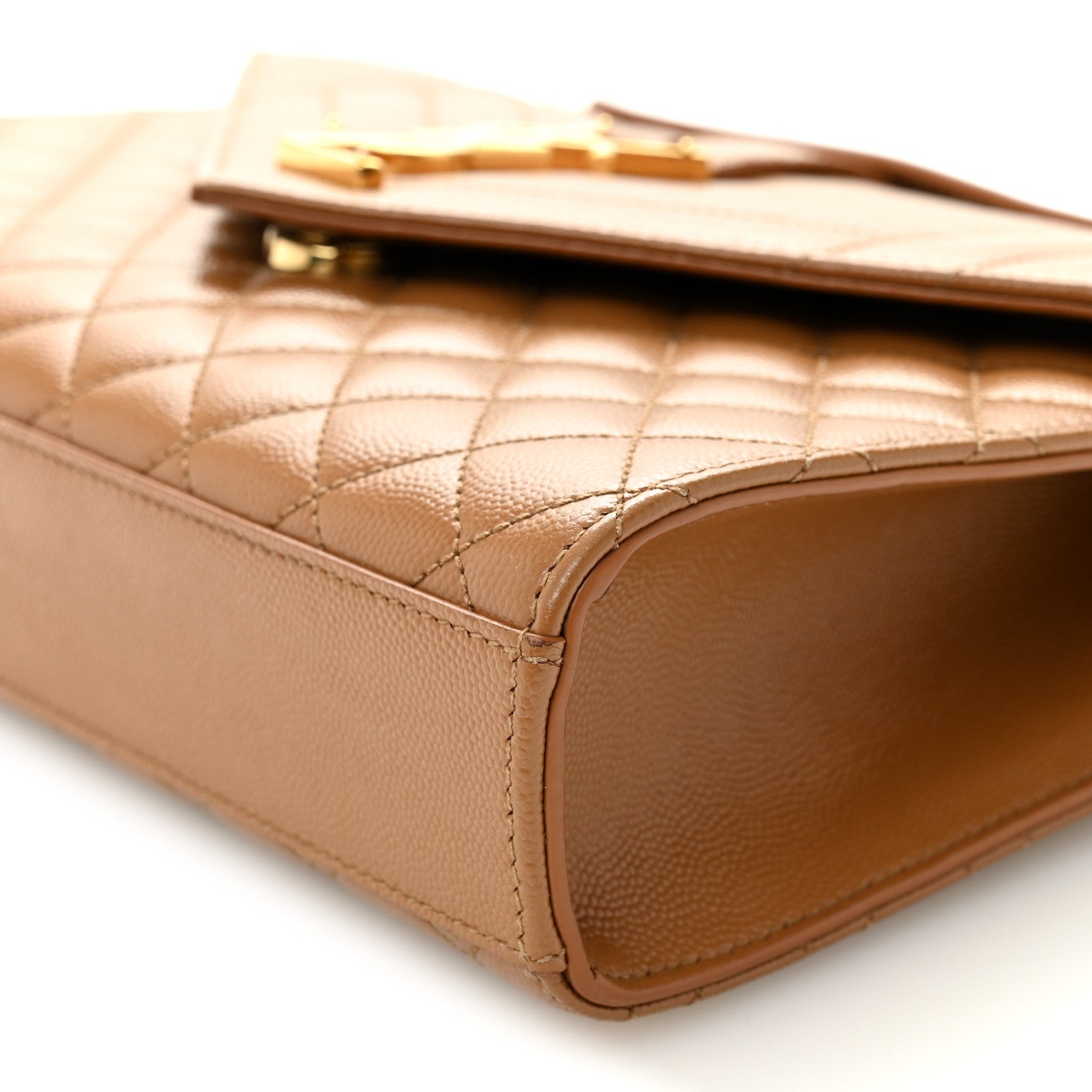 Grain De Poudre Textured Mixed Matelasse Medium Triquilt Monogram Satchel Dark Cork
