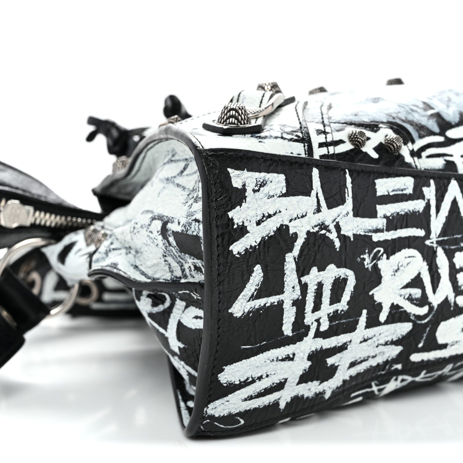 Agneau Arena Graffiti Neo Cagole Handbag XS Black White
