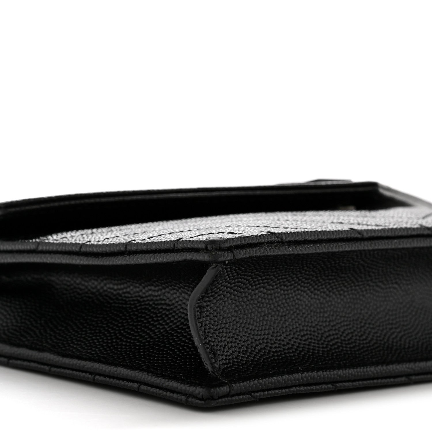 Grain De Poudre Matelasse Chevron Monogram Monochrome Envelope Chain Wallet Black