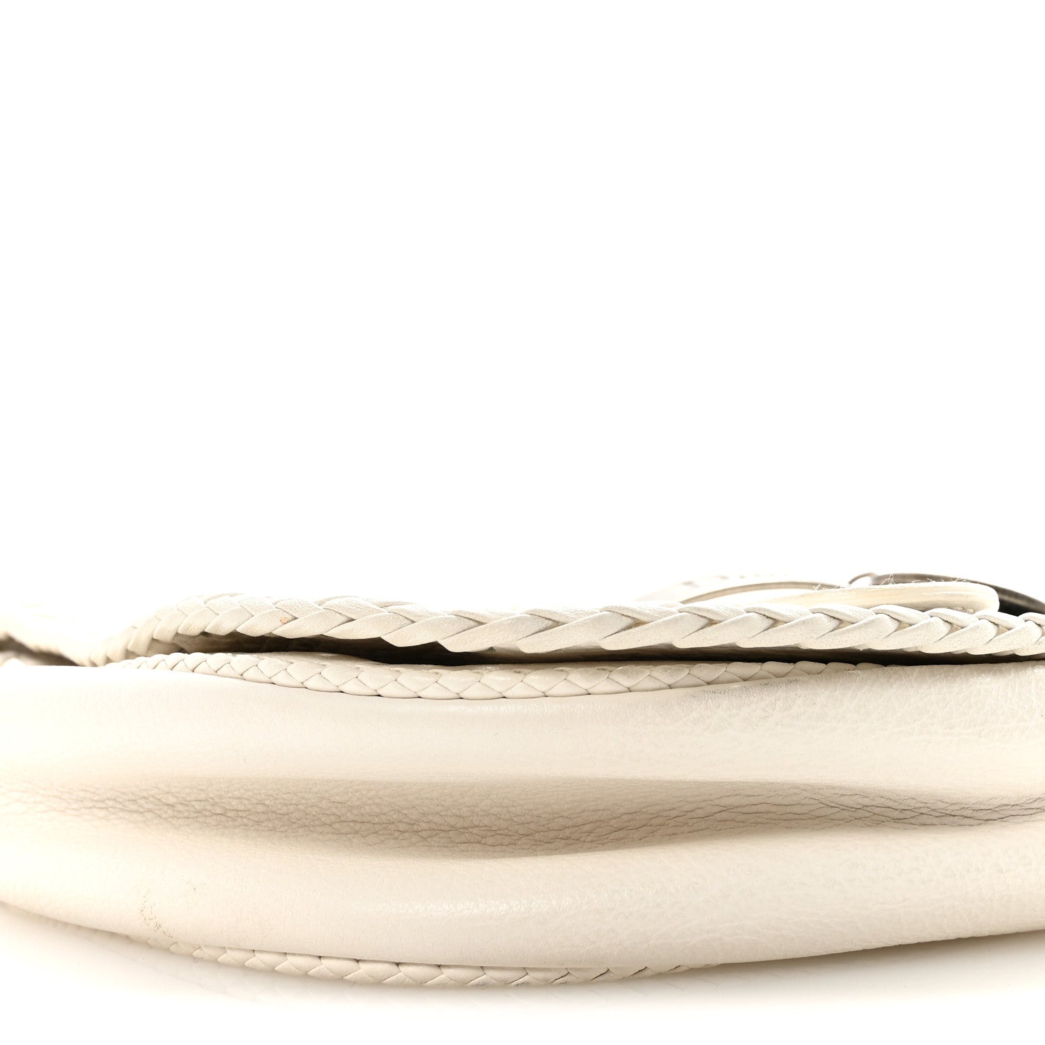 Calfskin Braided Gaucho Double Saddle Bag White