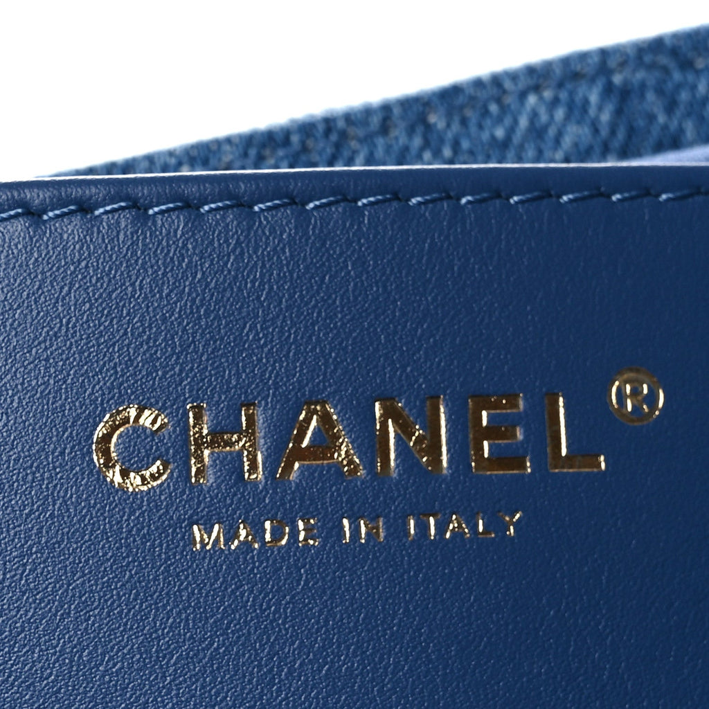 Washed Denim Quilted Small Chanel 25 Handbag Blue