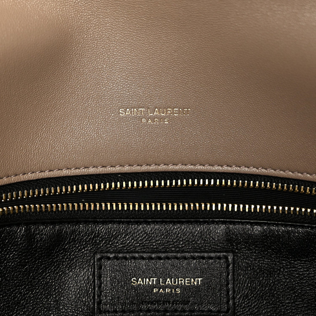 Lambskin Quilted Sade Puffer Envelope Clutch  Taupe