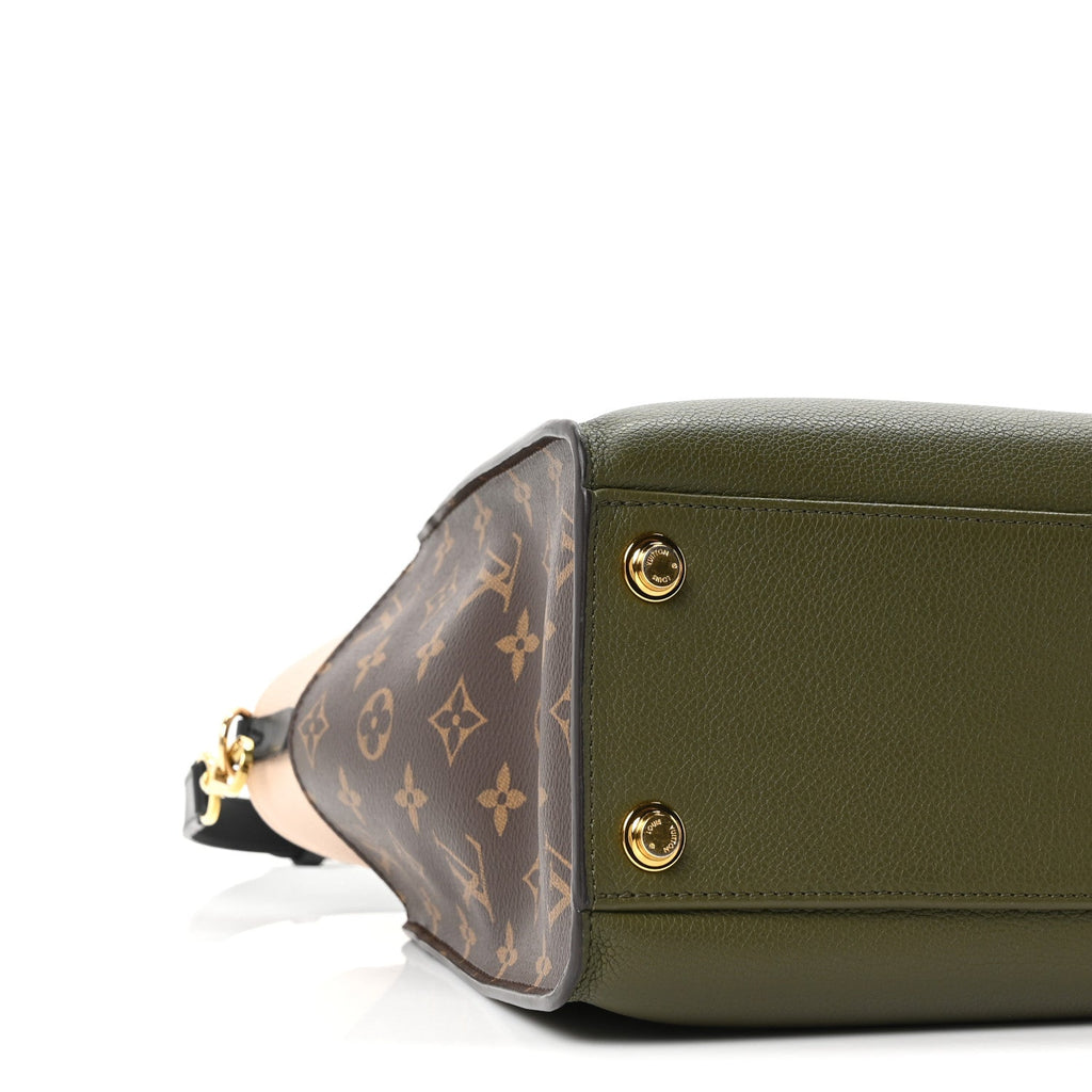 Calfskin Monogram On My Side MM Laurier Green Toffee Latte Beige