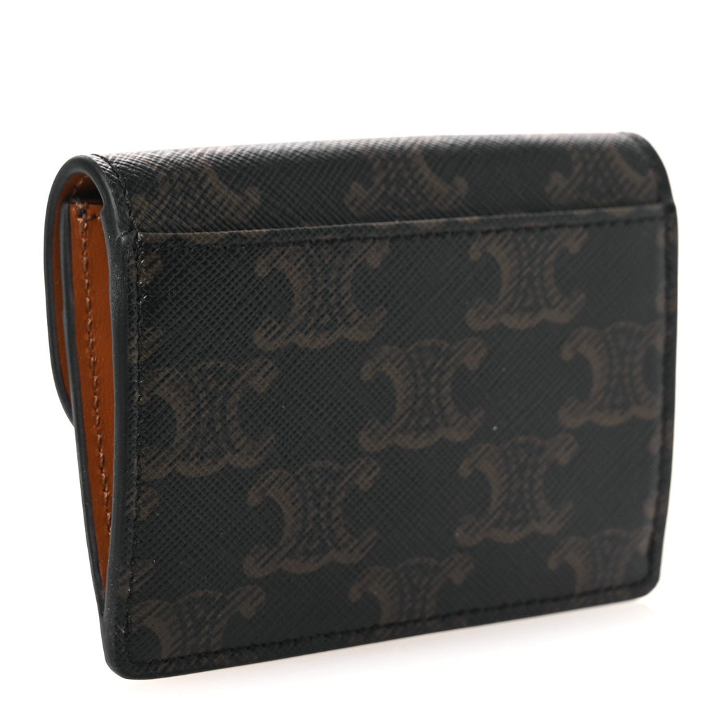 Triomphe Canvas Calfskin Flap  Holder Tan