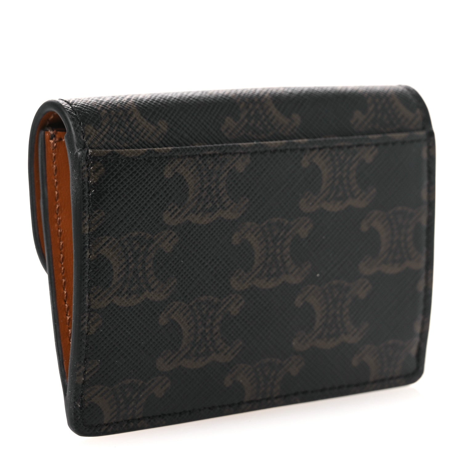 Triomphe Canvas Calfskin Flap  Holder Tan