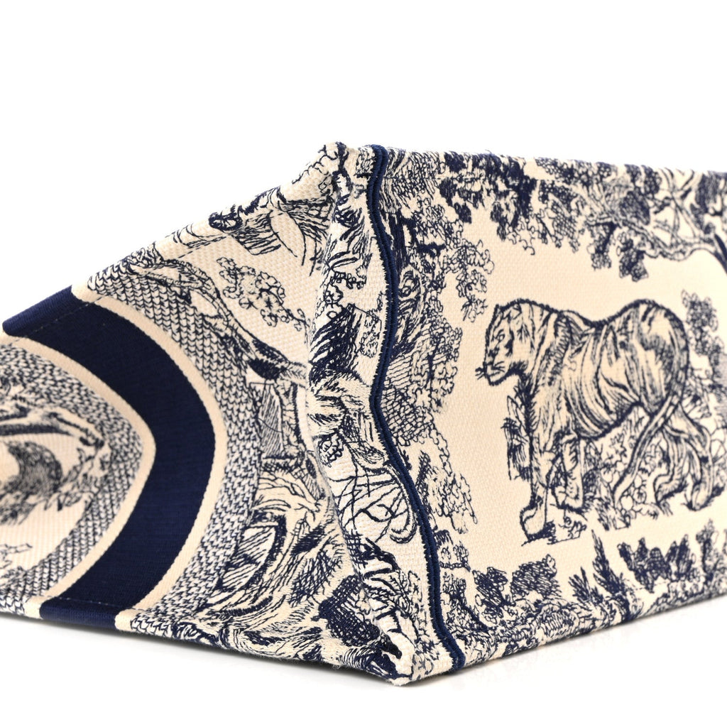 Canvas Embroidered Medium Dioriviera Toile De Jouy Book Tote Blue